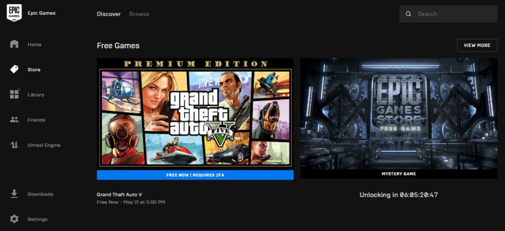 GTA V gratis Epic Games Store