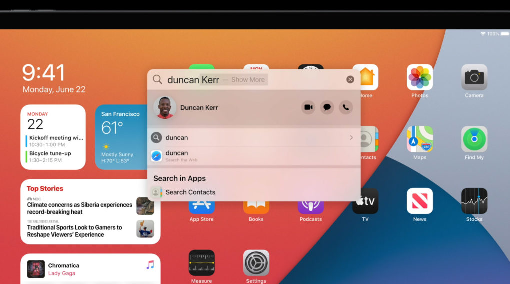 Apple iPadOS 14 Search