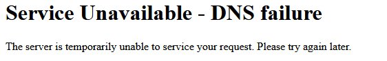 Service Unavailable - DNS failure