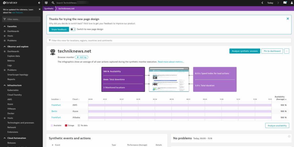 Dynatrace Synthetic Monitoring