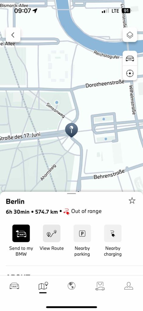 BMWi i5 eDrive40 Touring Test Navi App