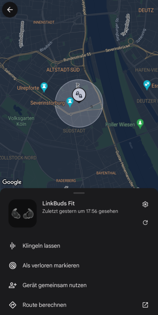 Screenshot Mein Gerät finden App