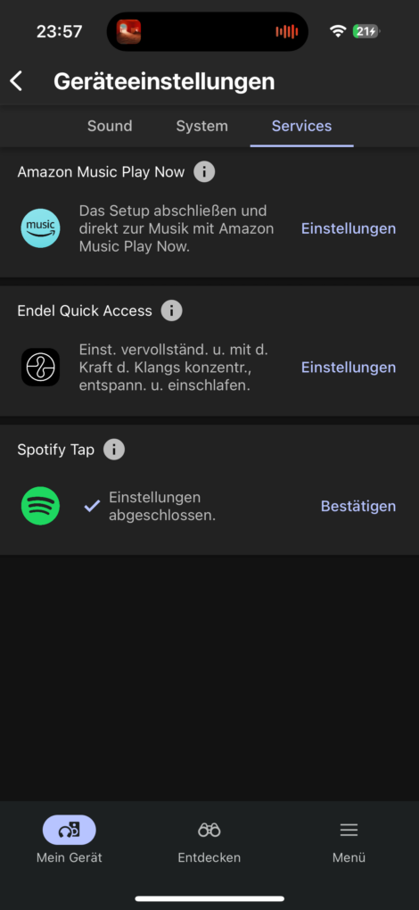 Sony Sound Connect App Quick Access