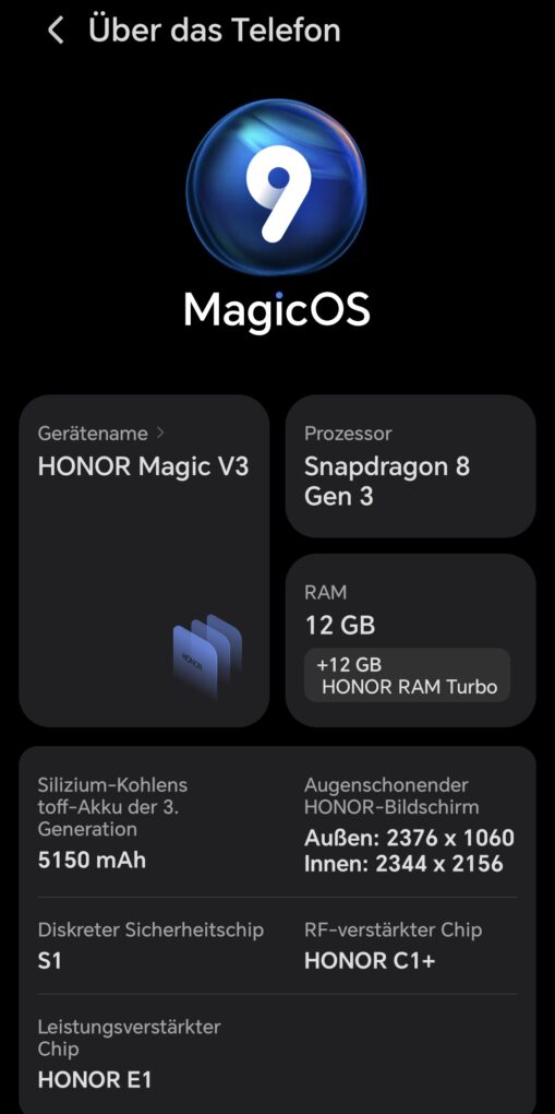 Honor Magic V3 Specs